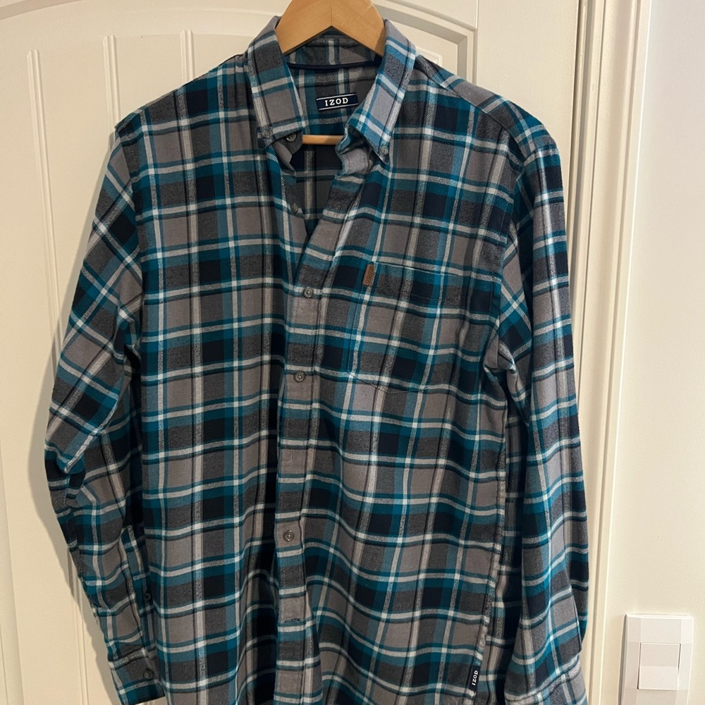IZOD Men's Blue Plaid Shirt